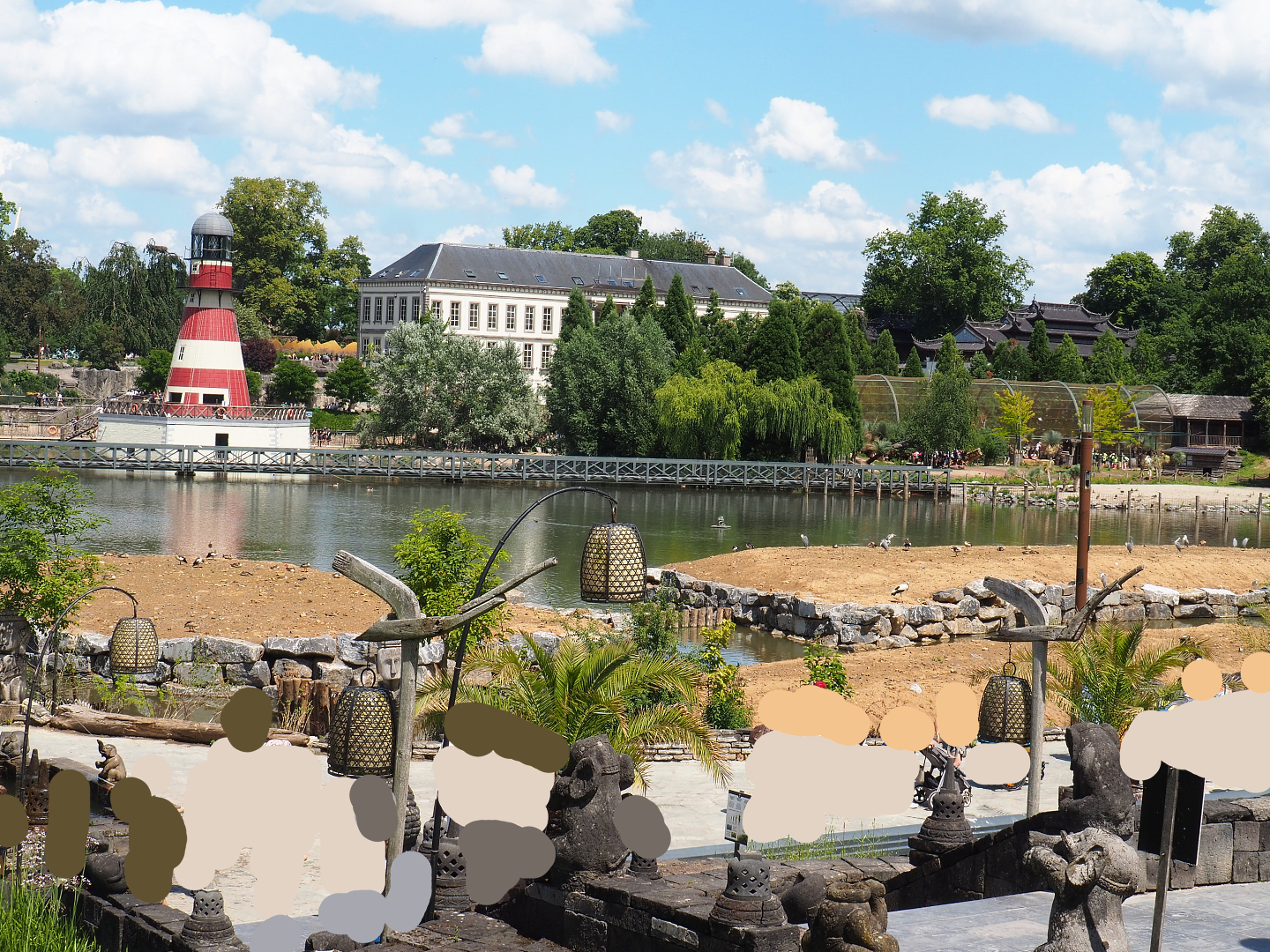 Park view from The Kingdom of Ganesha with lighthouse, aquarium building and new islands, 2022-06-28