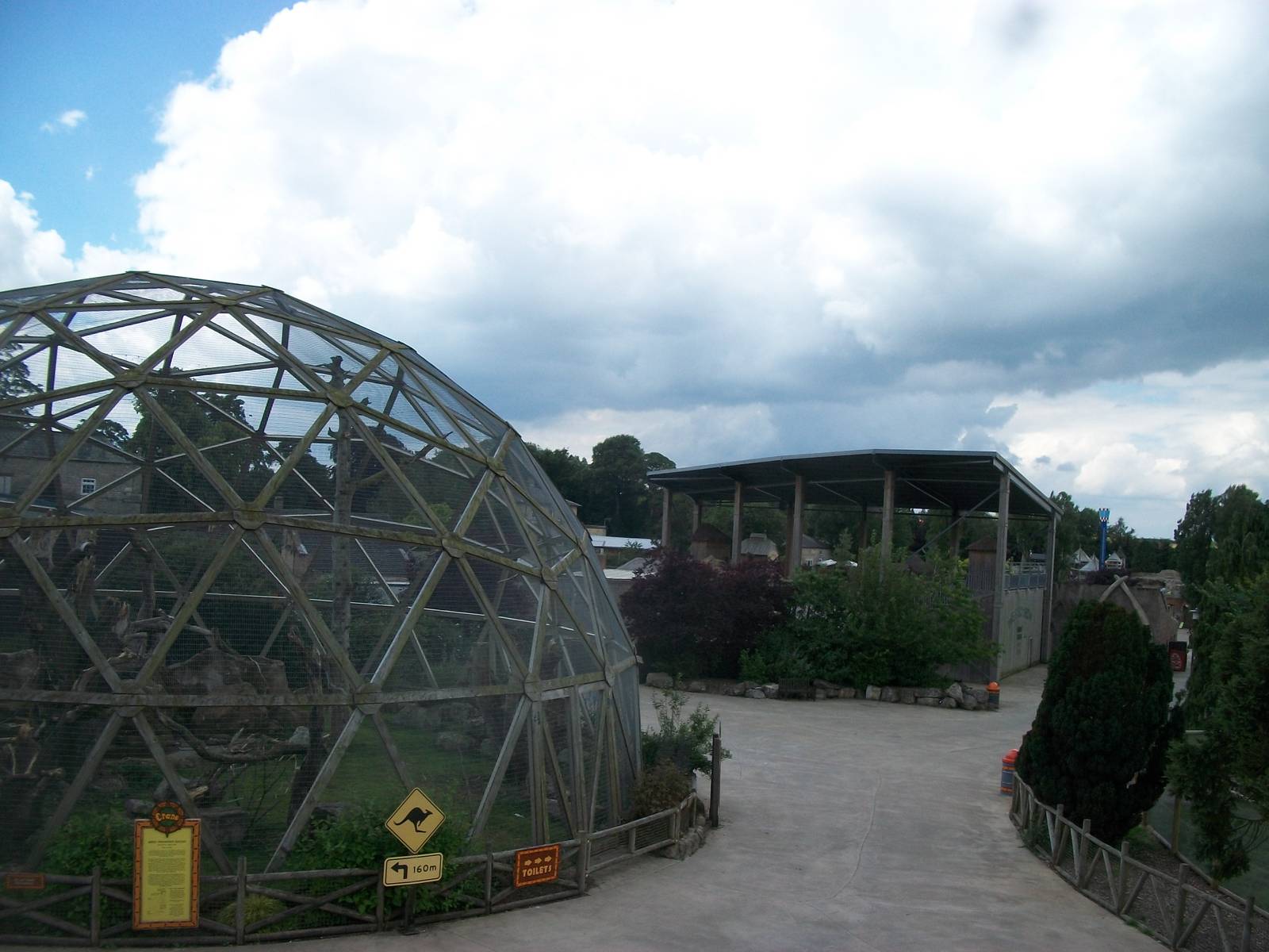 Parrotsphere and Bird Show Theatre viewed from the monorail, 7th July 2014