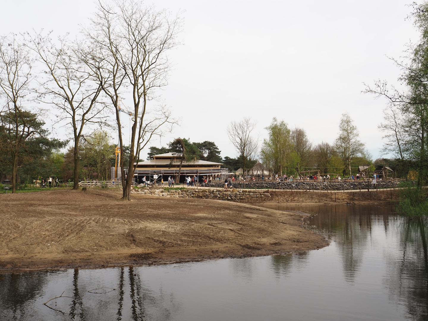 Part of the Springbok paddock, with terrace/playground area and construction site for new restaurant 'Mugunda' in background, 2024-04-06