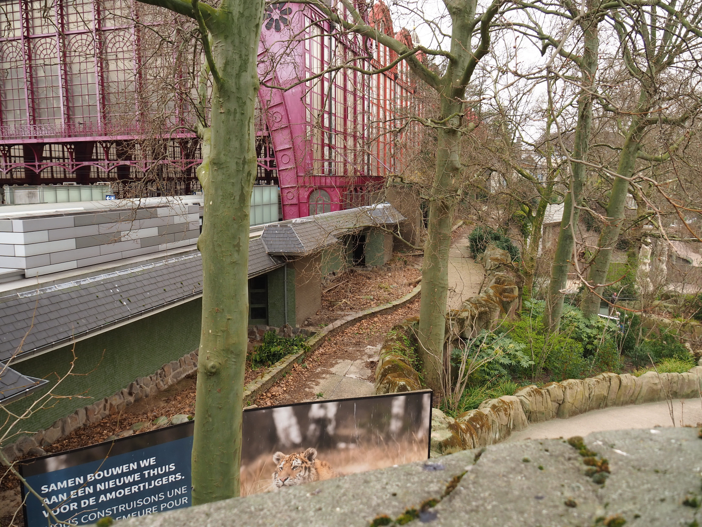 Parts of the abandoned and boarded-off jubilee complex - Former raptor and owl aviaries, 2022-03-16 2022-03-16