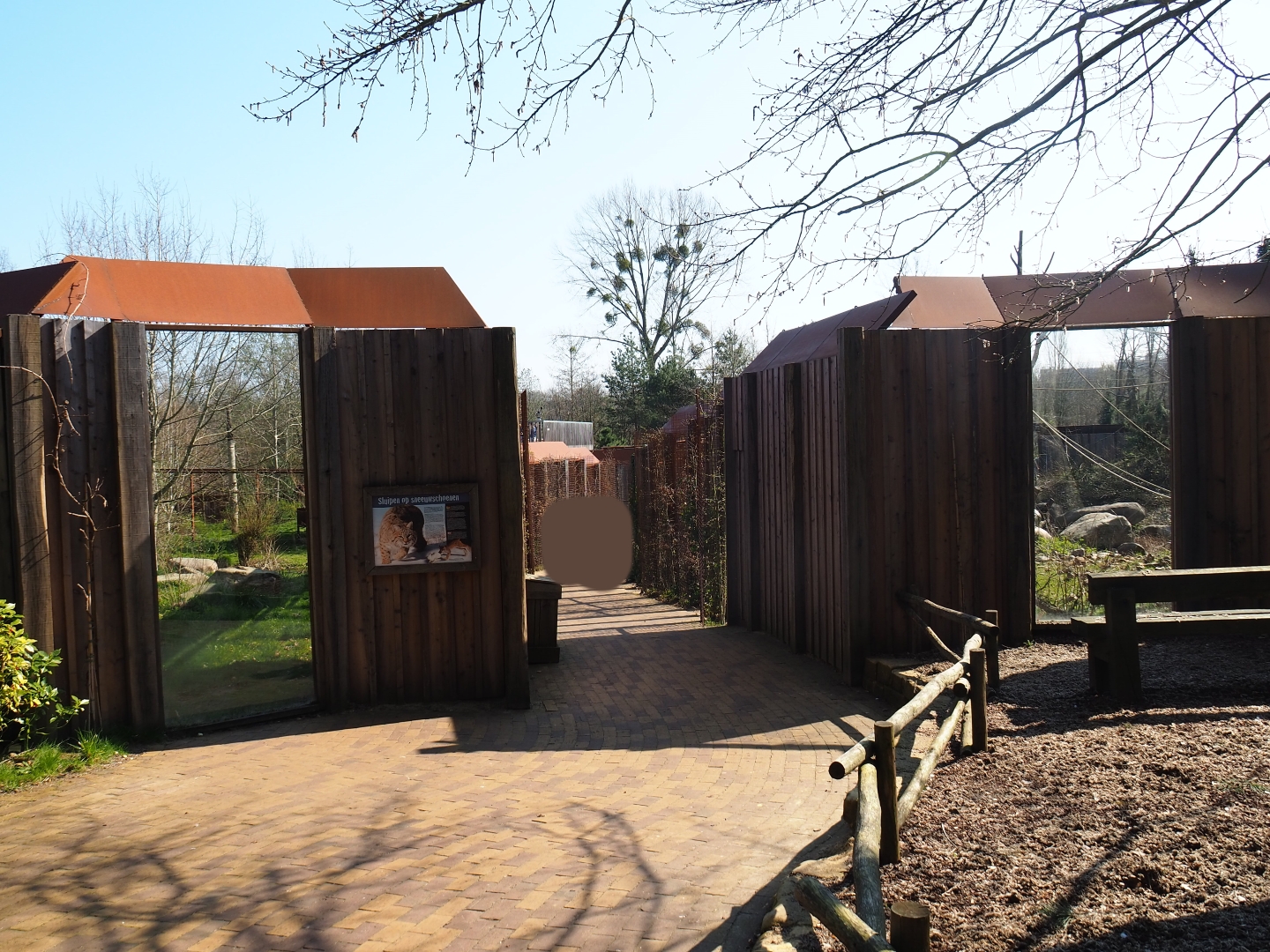 Pathway in between the Eurasian lynx and Barbary macaque exhibits, 2019-03-30