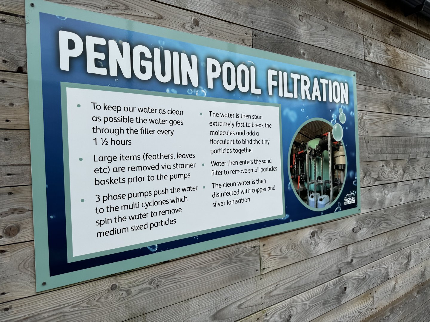 Penguin Filtration Sign at Woodside Wildlife Park (May 2024)