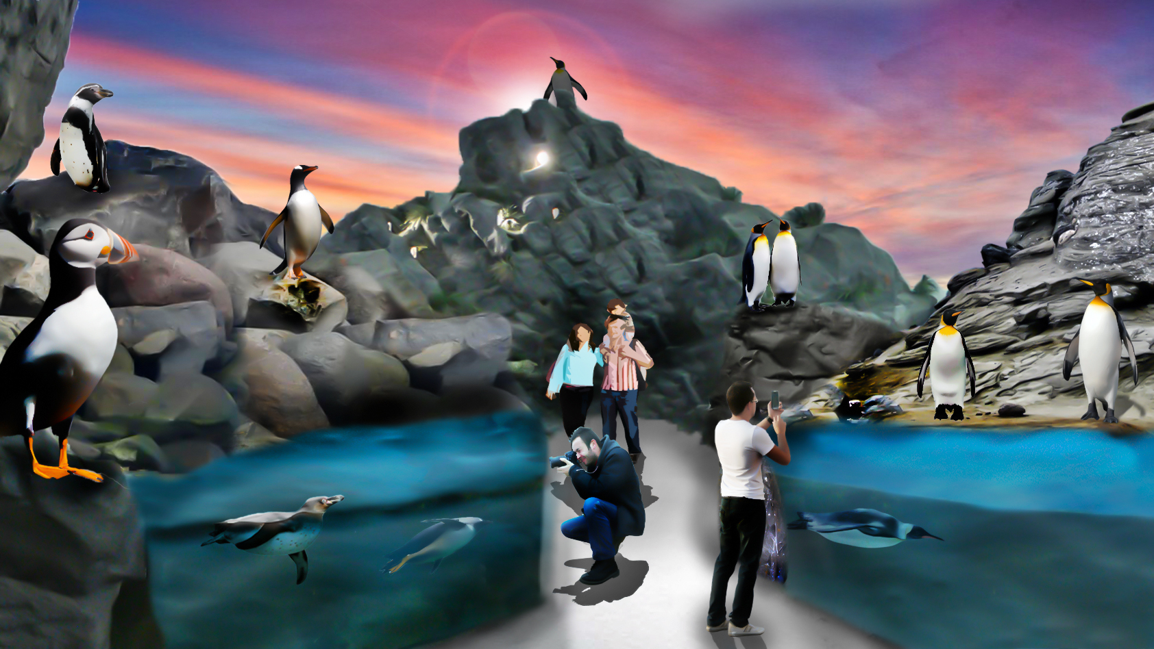 Penguin & Puffin Coast Surreal Concept Art (Saint Louis Zoo)