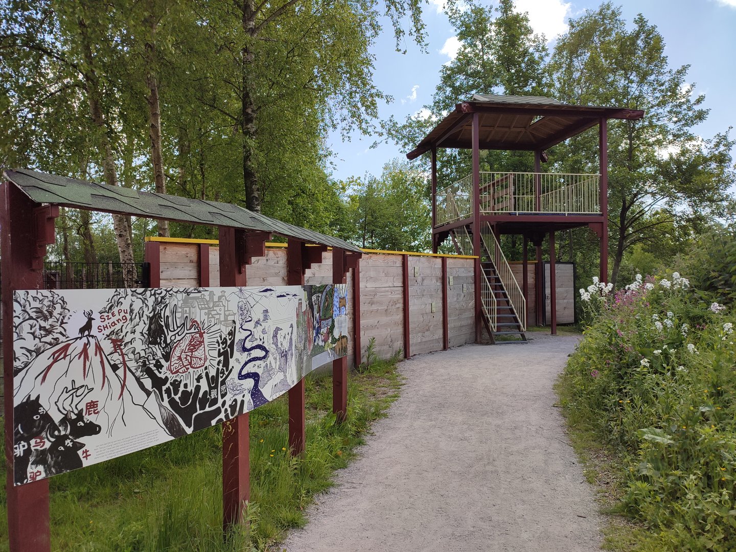 Père David's deer enclosure - education and viewing tower