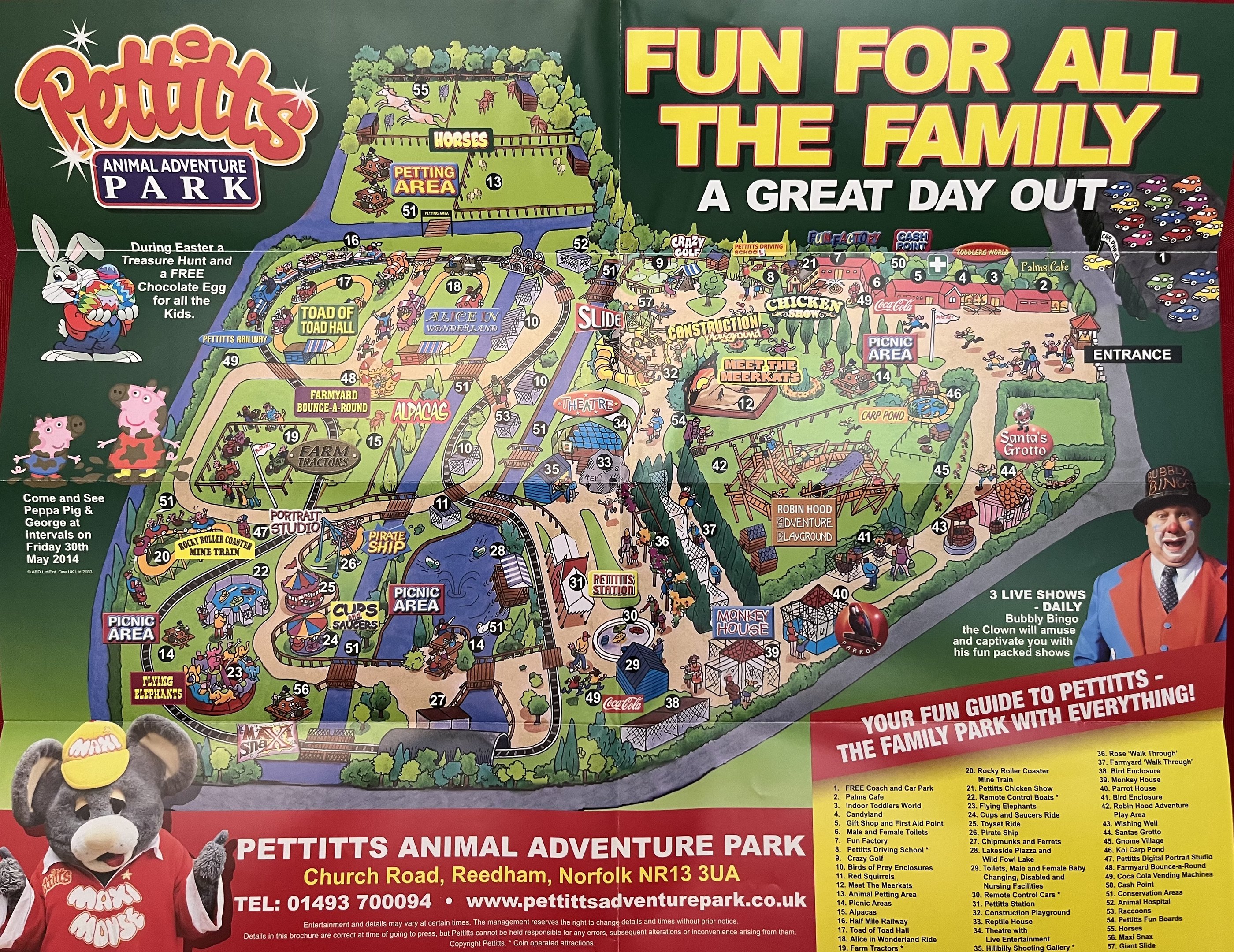 Pettitts Animal Adventure Park Map - 2014