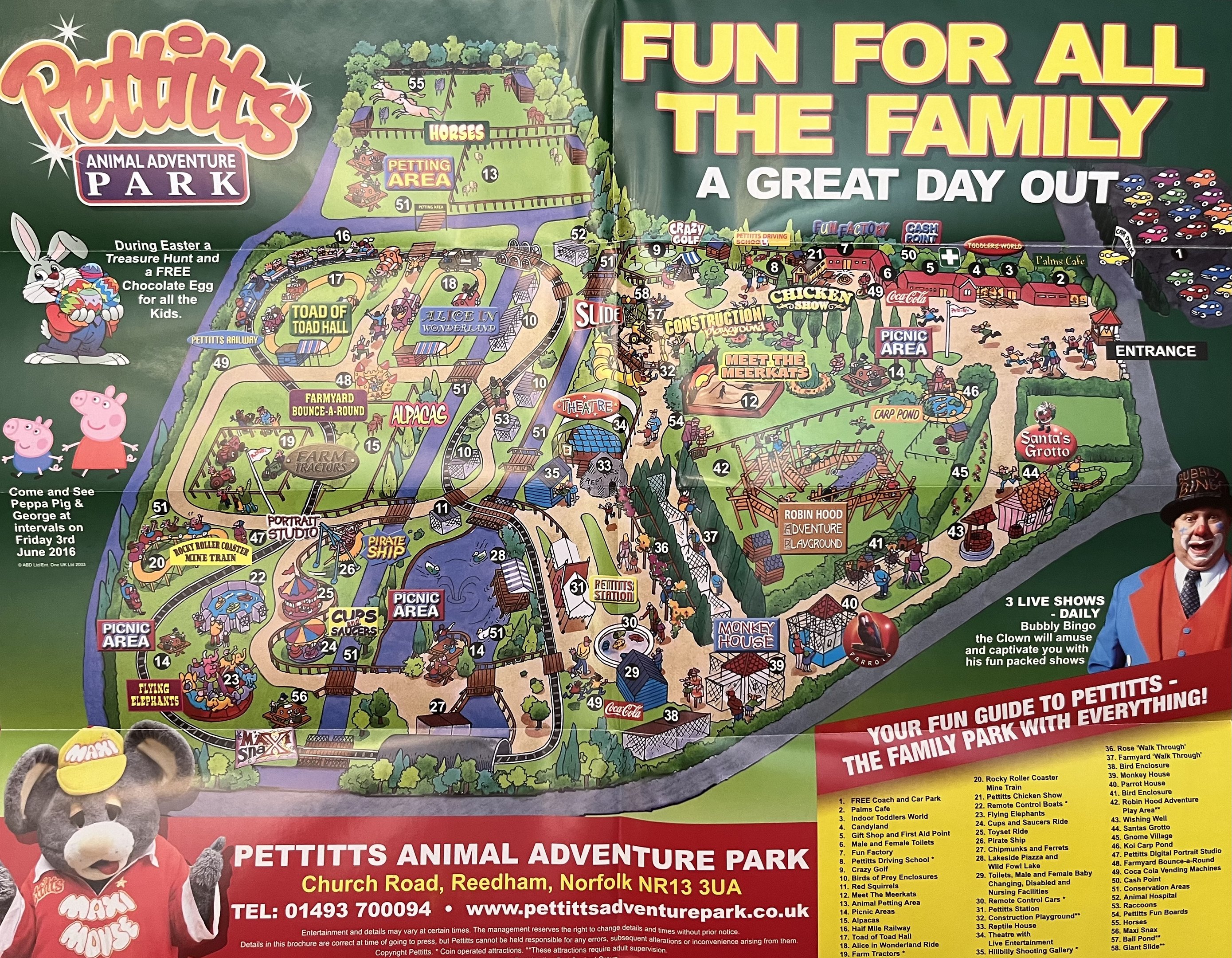 Pettitts Animal Adventure Park Map - 2016