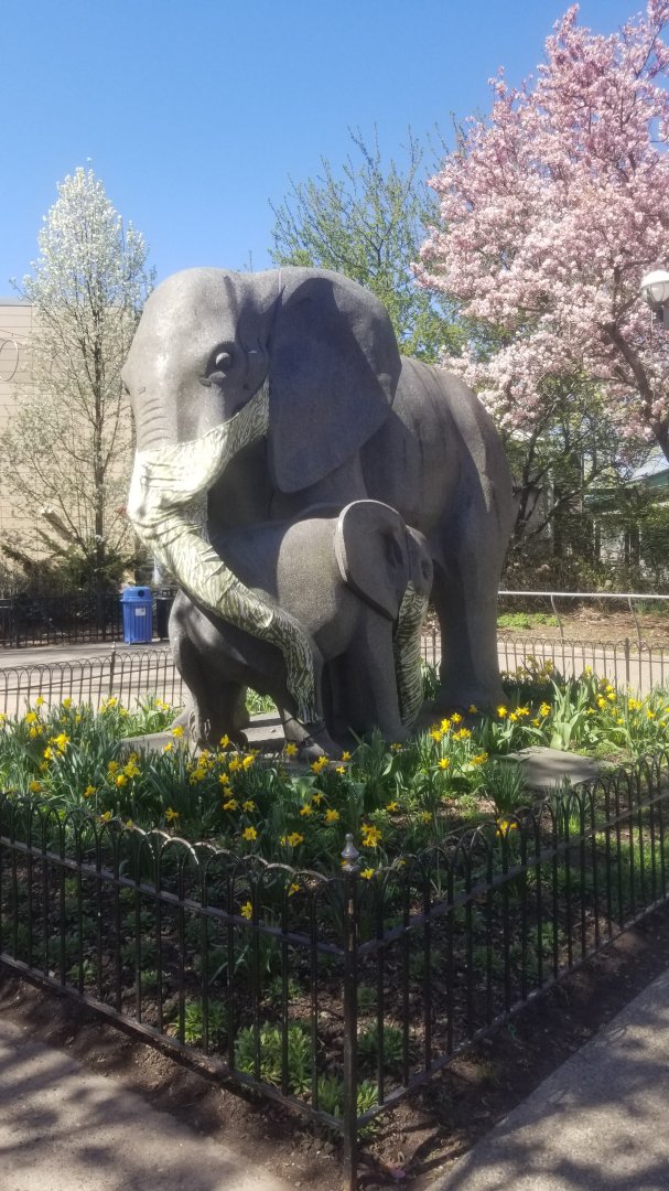 Philly - Main elephant statue with masks on