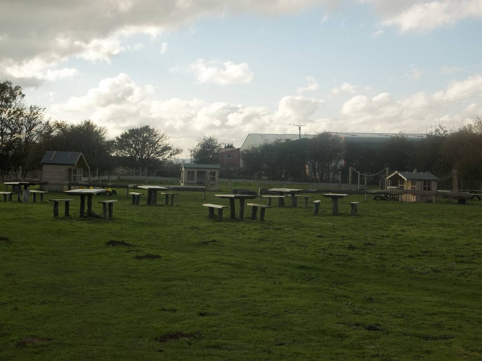 Picnic area with play area behind, 29th October 2014