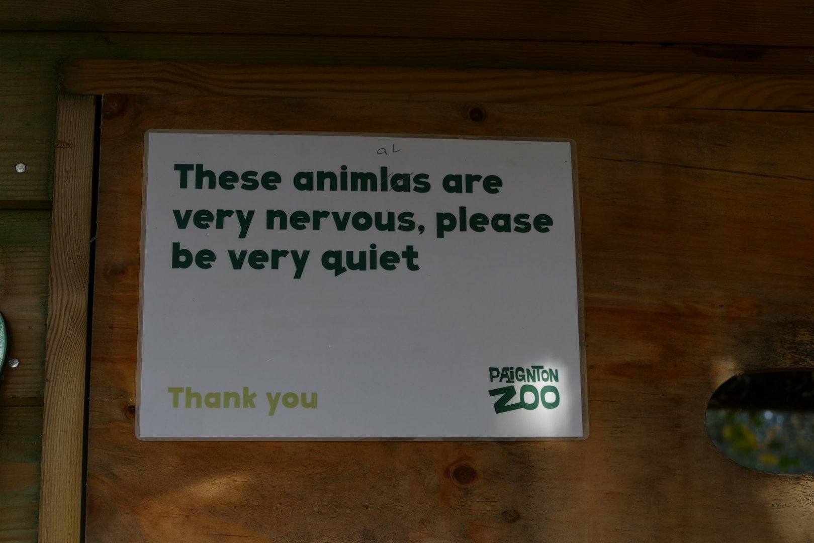 Pied tamarin sign, Monkey Heights, November 2018