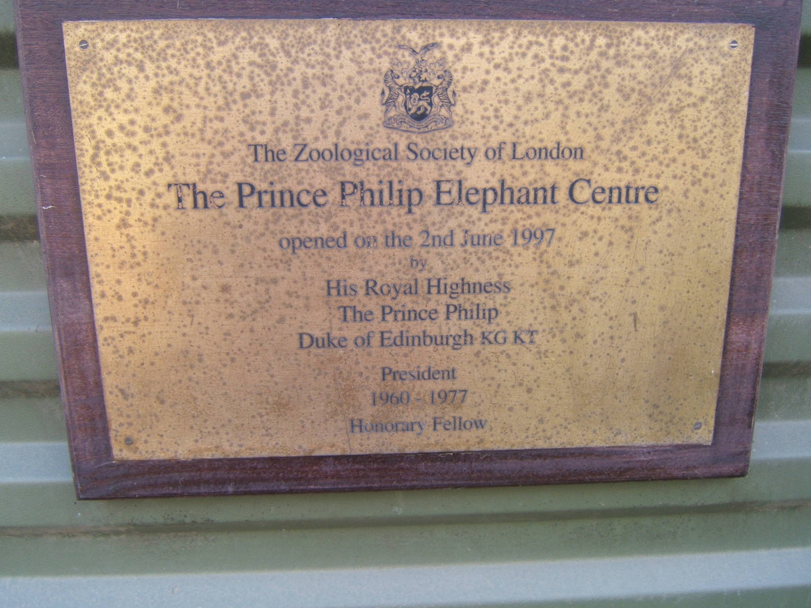 Plaque for the opening of the Elephant House