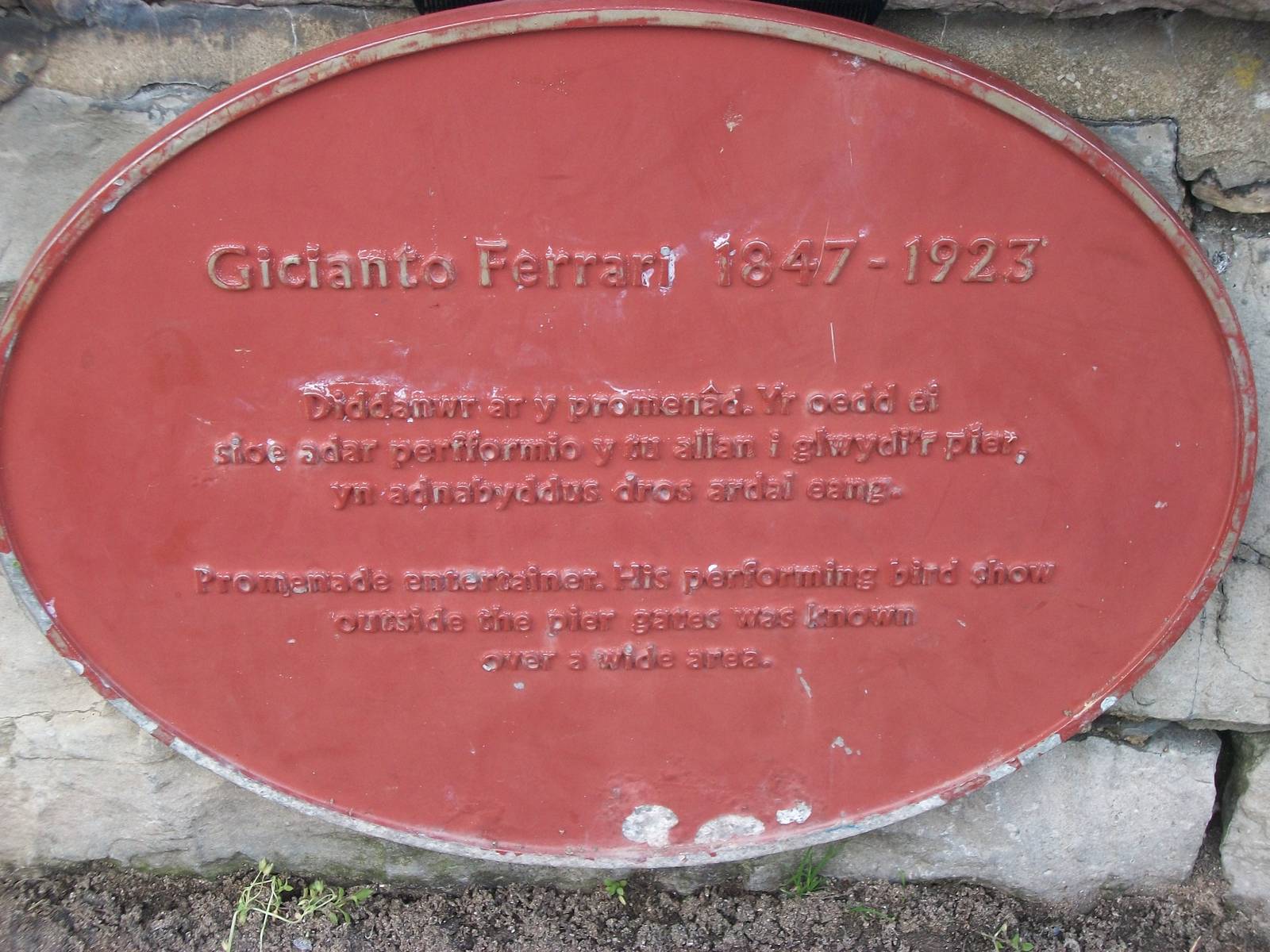 Plaque near pier gates, Llandudno 21st May 2013