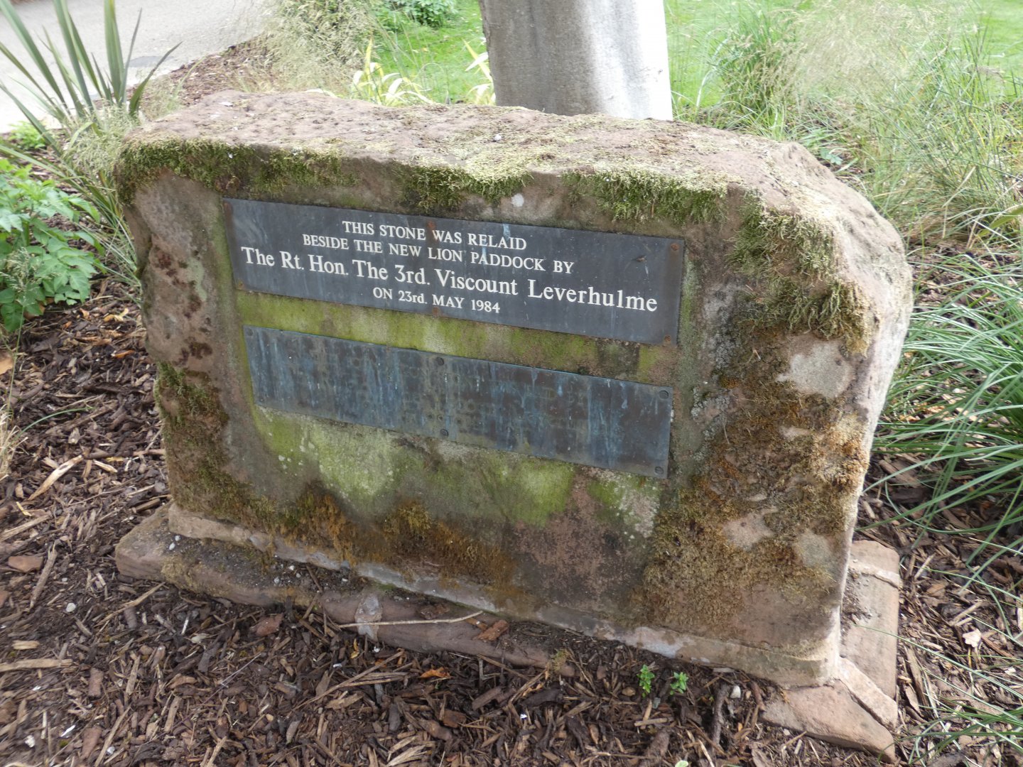 Plaque on corner of former Lion enclosure