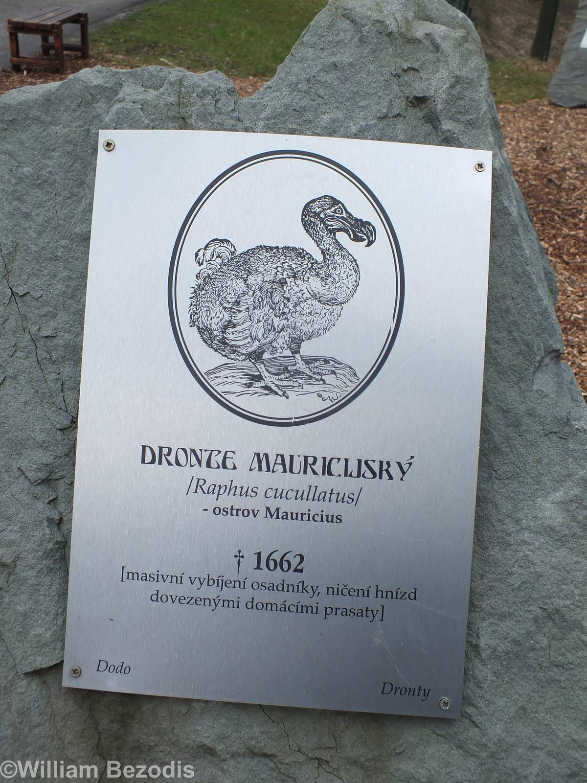 Plaque on one of the Stones of Extinct Species