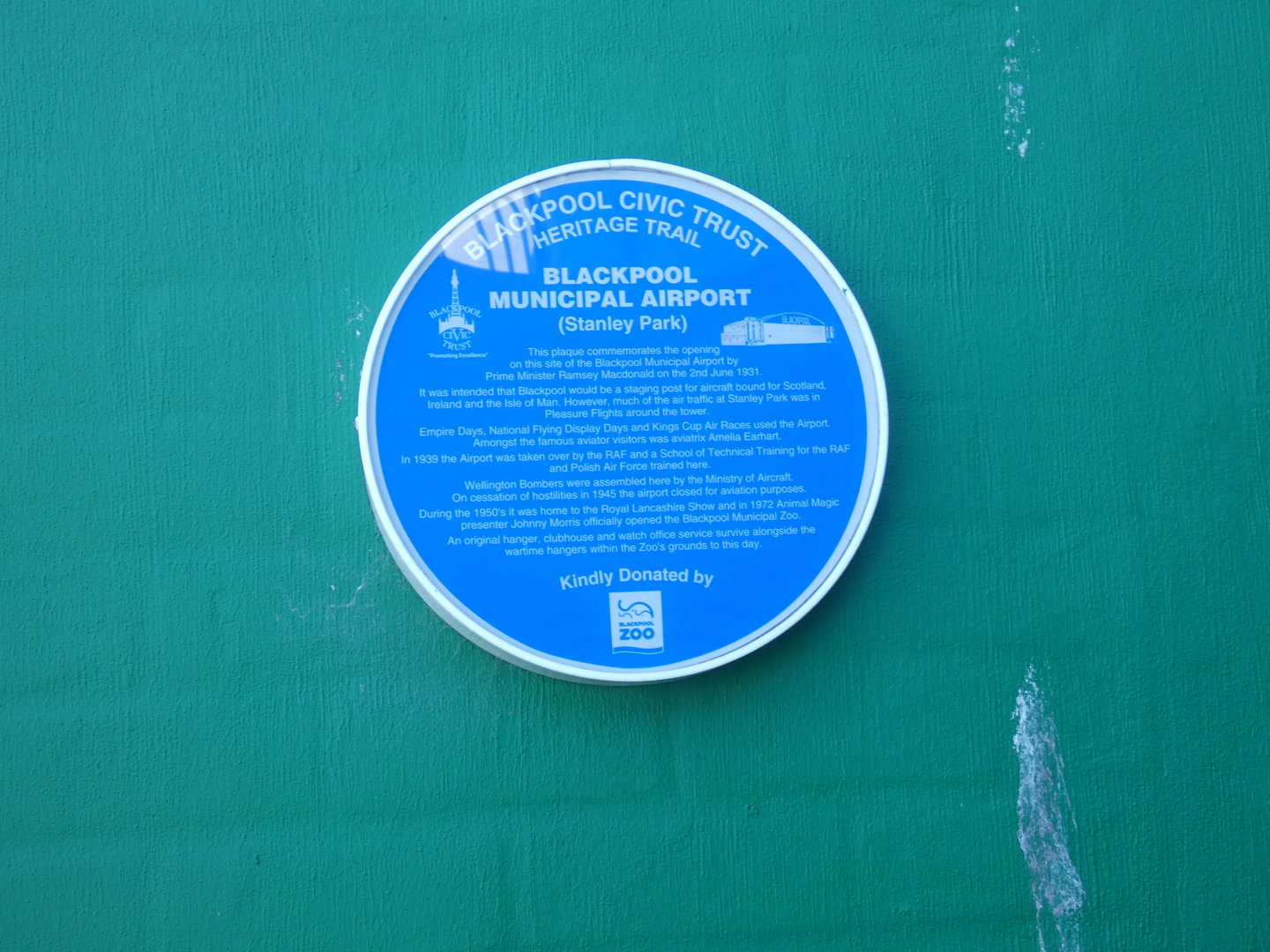 Plaque to the old Blackpool Municipal airport