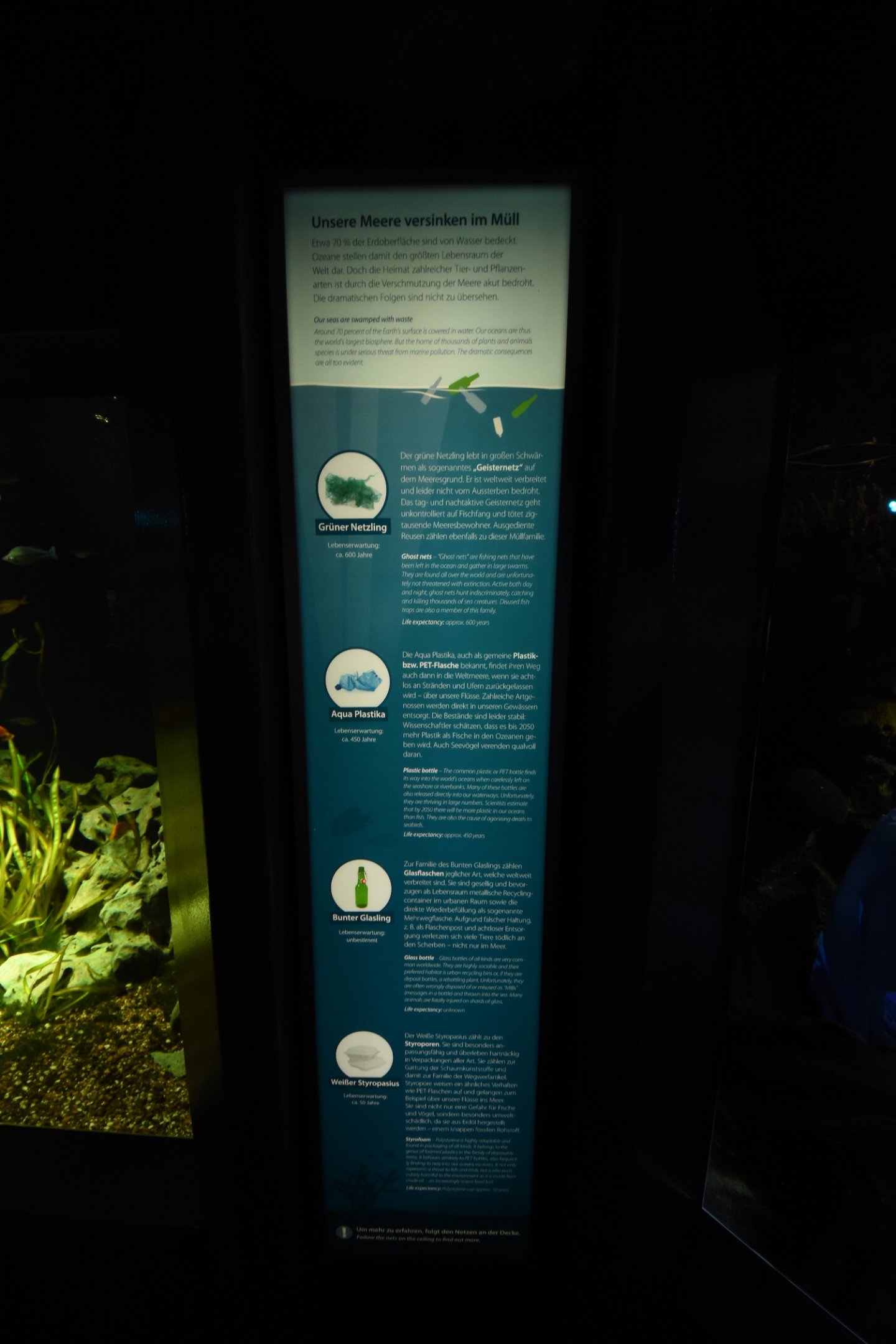 Plastic aquarium signage