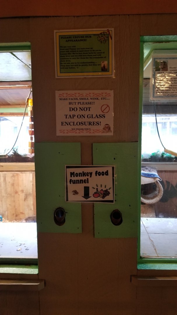 Pocono Snake&Animal Farm - feeding tubes for old capuchins