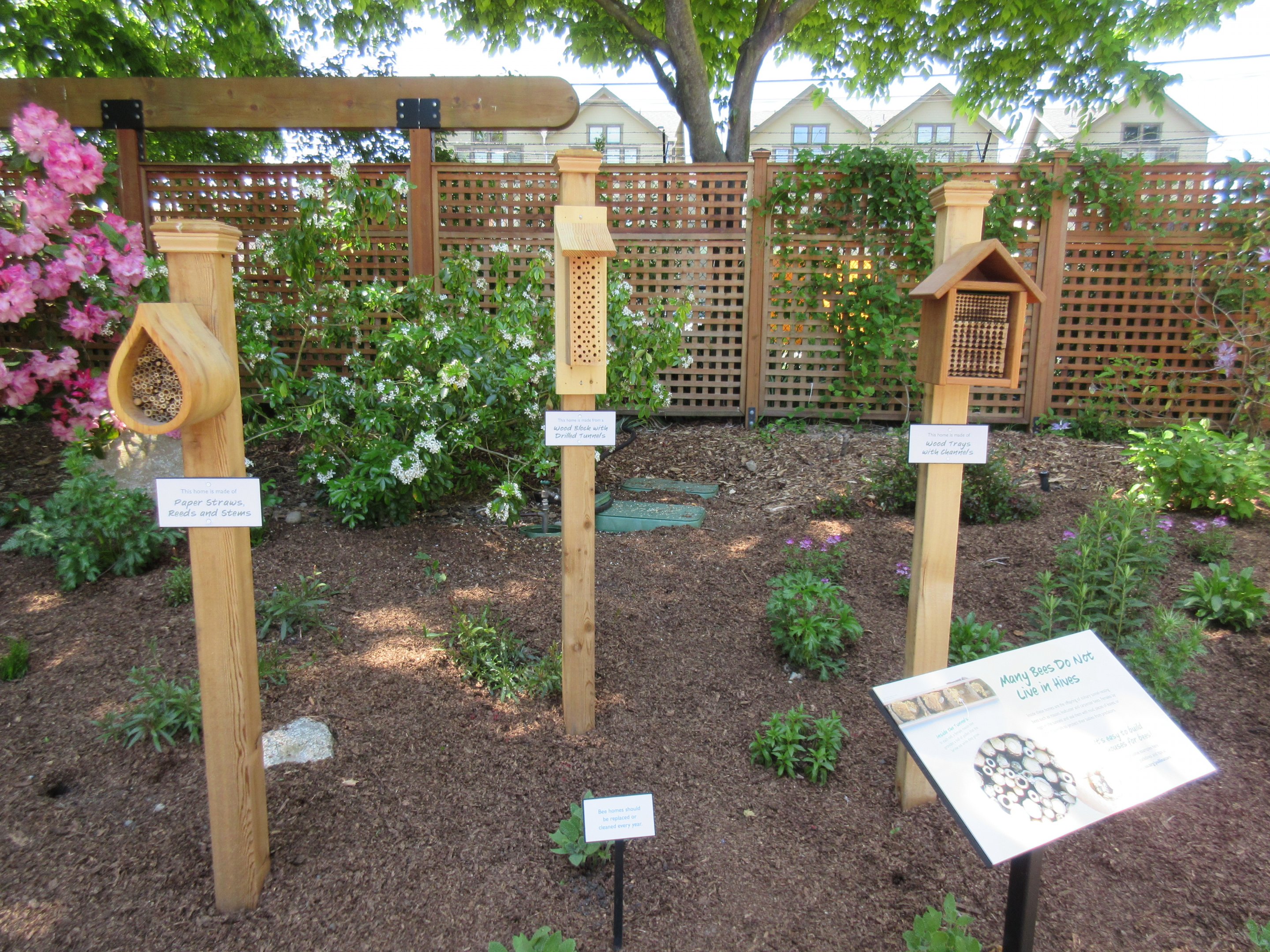 Pollinator Patio (home-made bee hives)