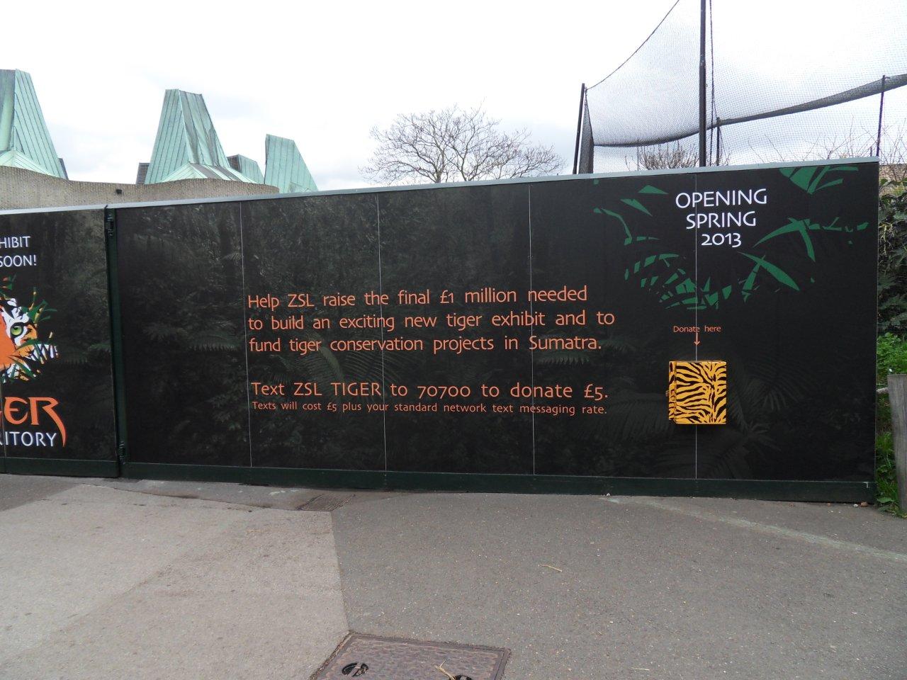 Poster by new tiger enclosure building work