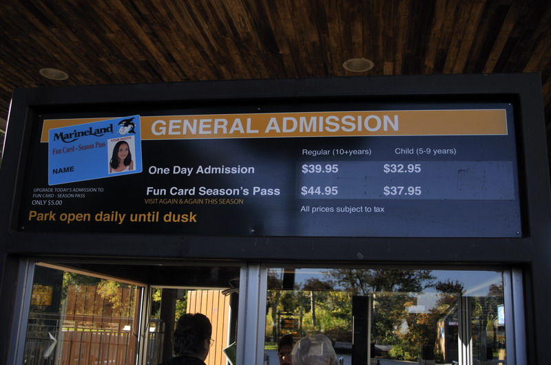 Prices at marineland ontario