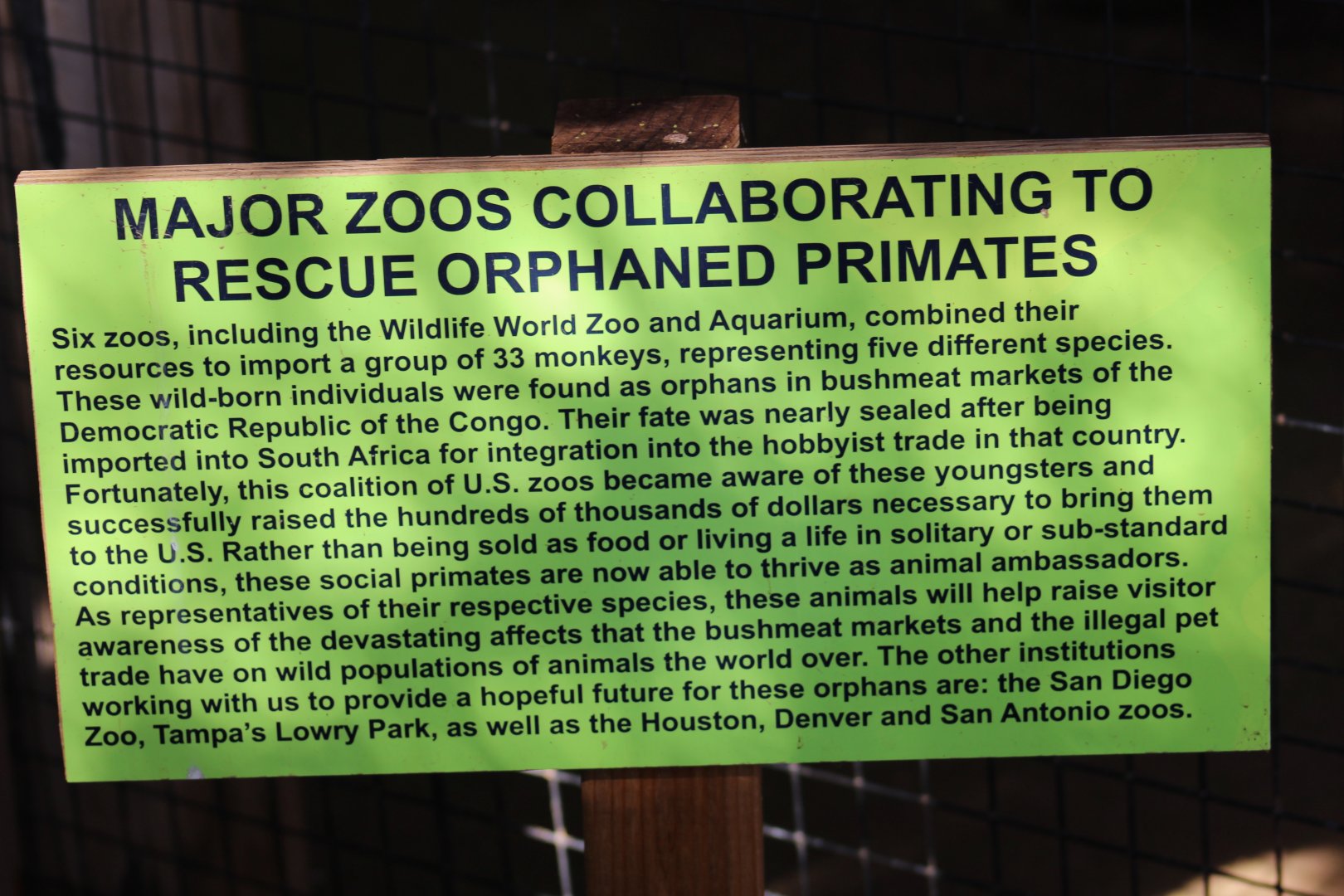 Primate Rescue Signage