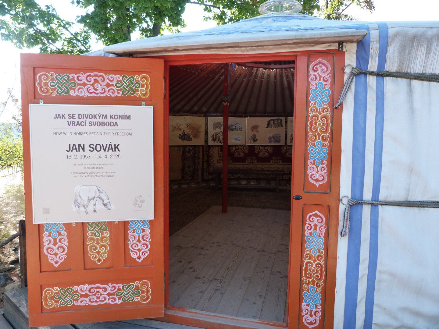 Przewalski's horse conservation yurt entrance -Zoo Praha (2025)