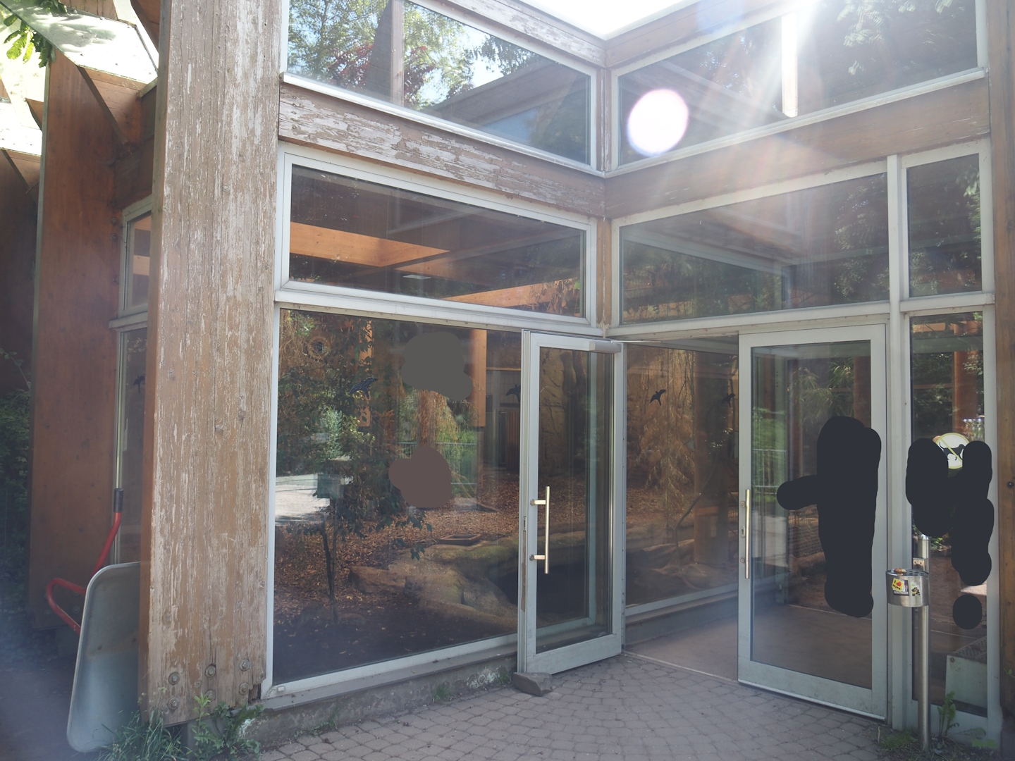 Pygmy hippopotamus indoor exhibit and entrance to the Äquatorium, 2024-06-08
