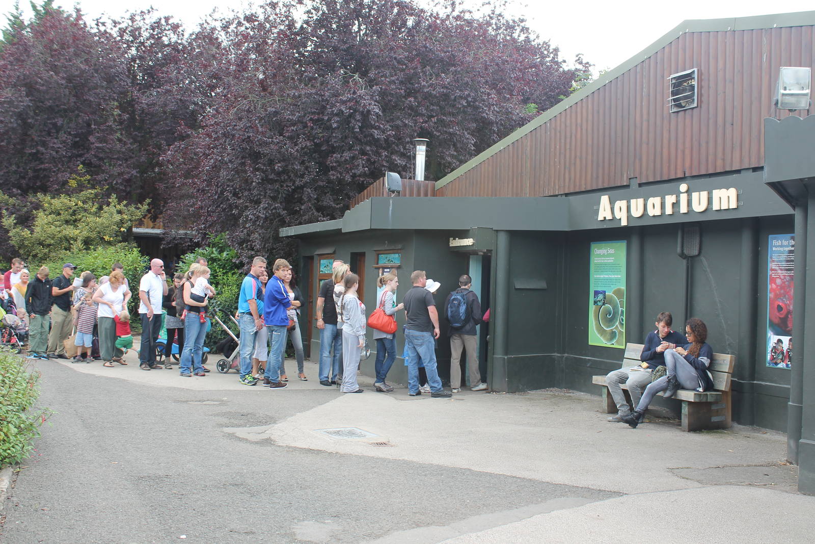 queue to enter the Aquarium, Chester Zoo 26th August 2012