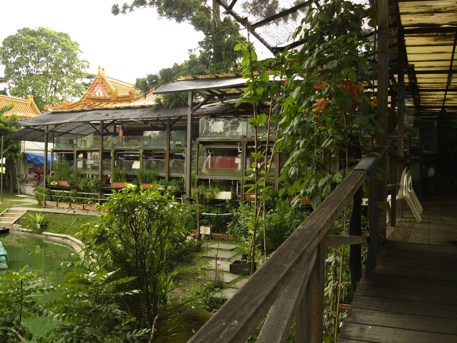 Ramp leading to covered area for tanks