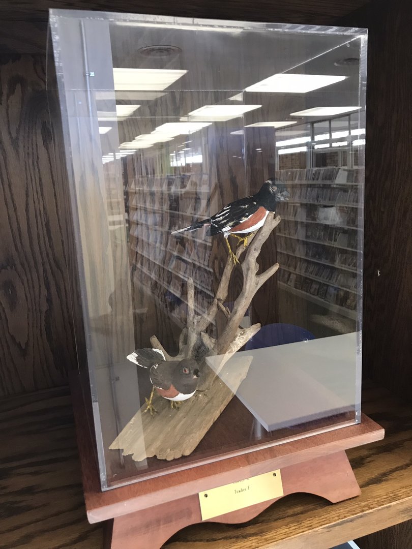 Randolph County Public Library: Eastern Towhee Carvings