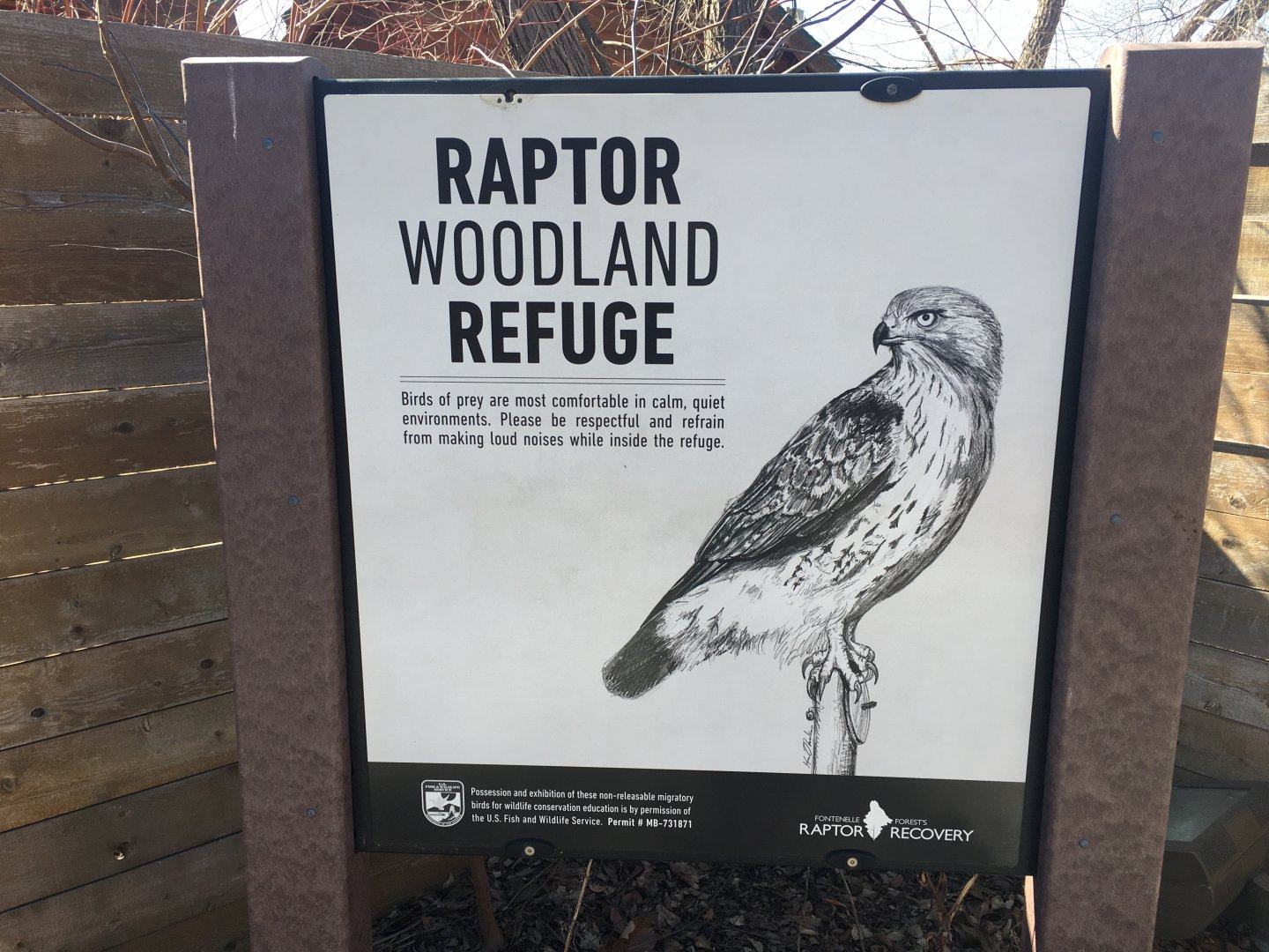 Raptor Woodland Refuge Sign