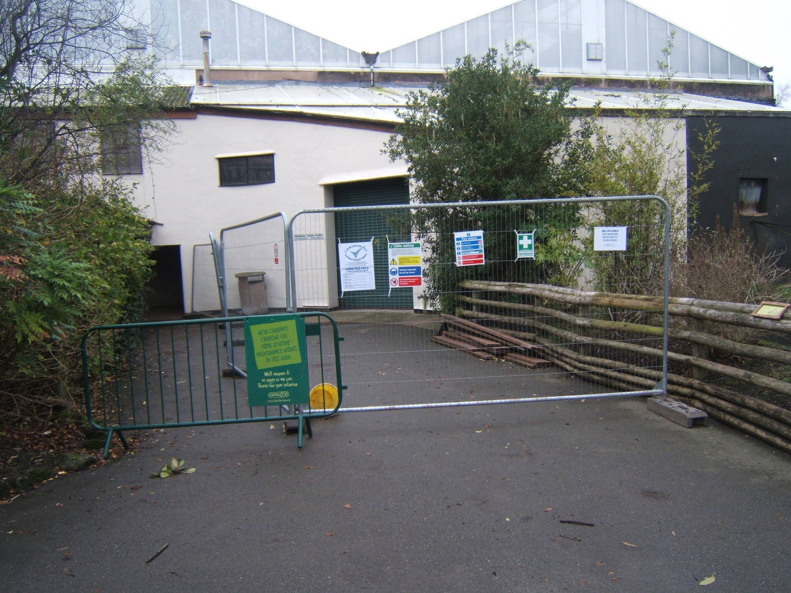 Rear of Tropical realm closed off for work on new Aye-aye enclosure