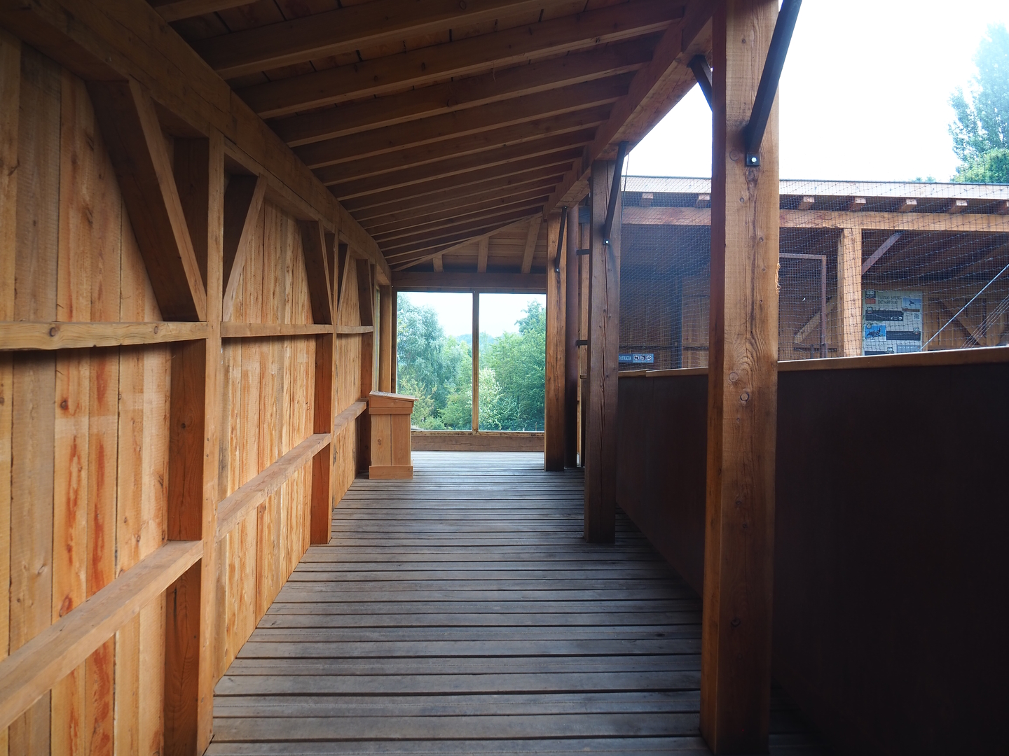 Reconstructed Taiga aviary - Interior of main viewing shelter, 2022-08-20