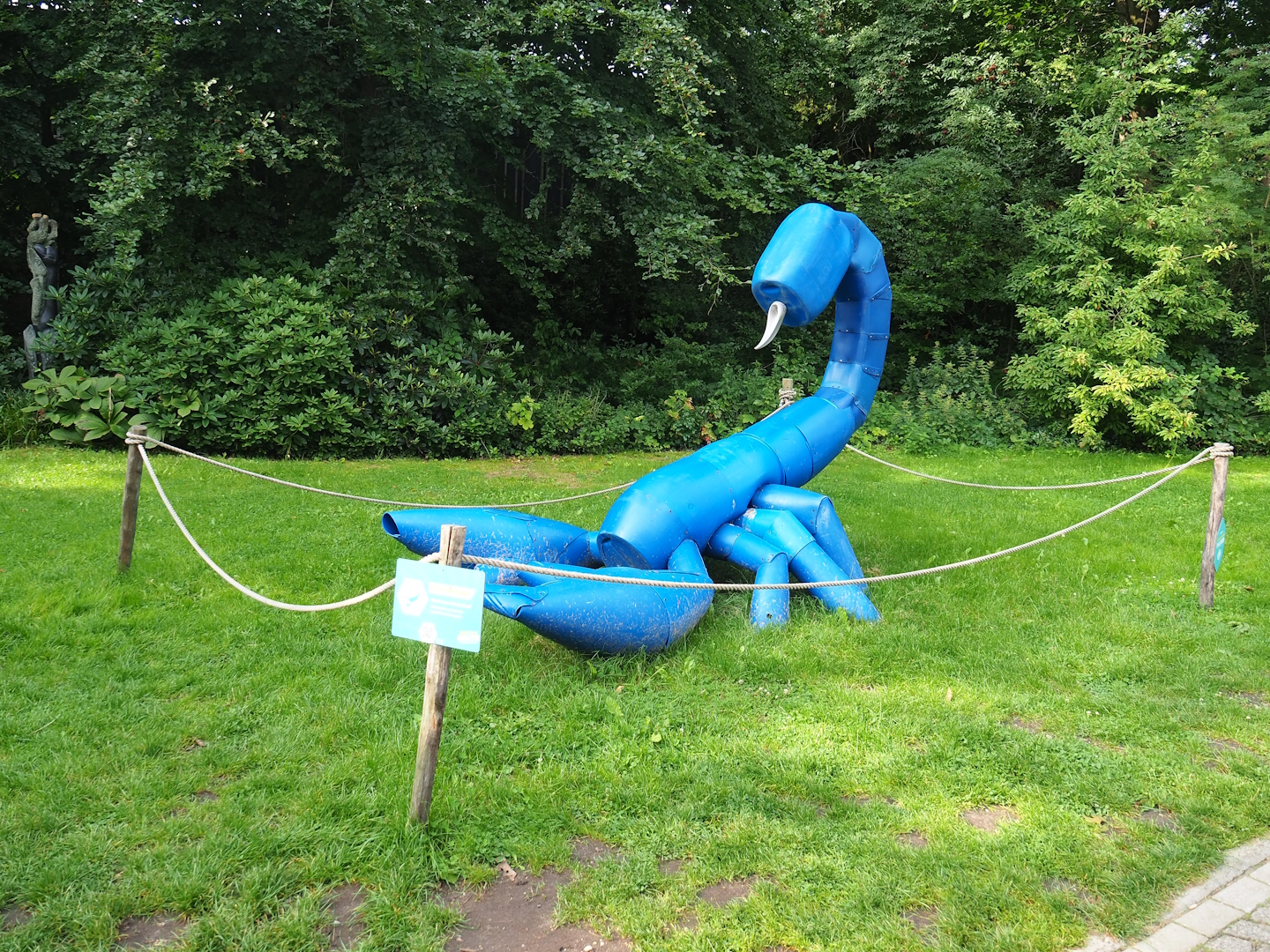 Recycled materials artwork exhibition - Scorpion made from plastic barrels, 2023-08-17