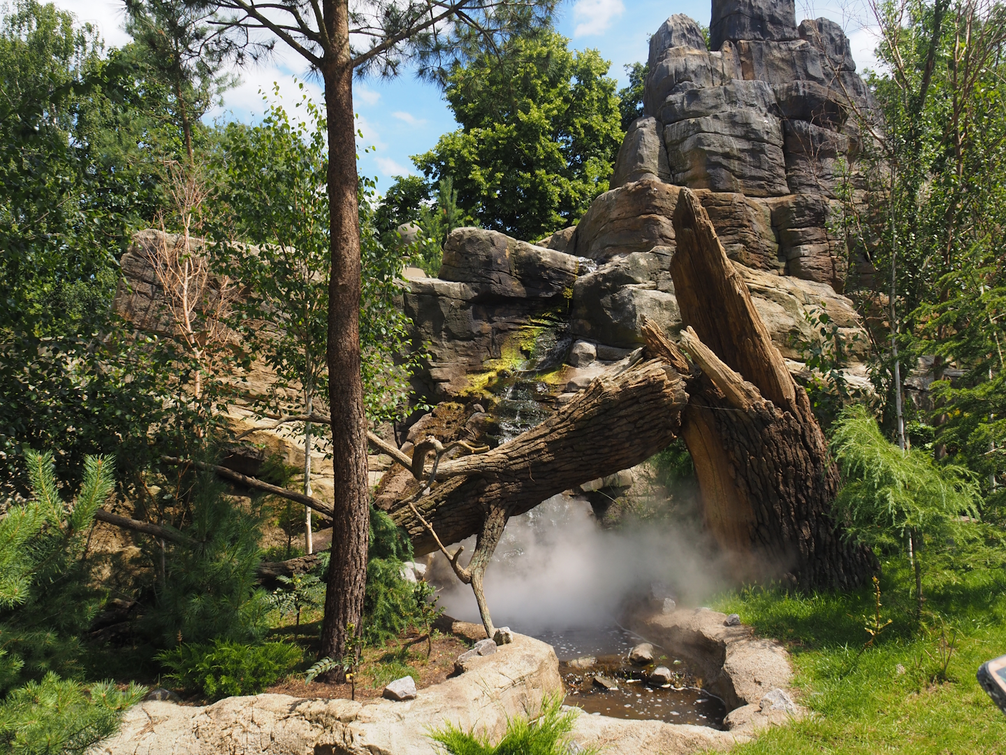 Red panda and Michie's tufted deer exhibit (Renovated historical mountain animal rock), 2024-06-30