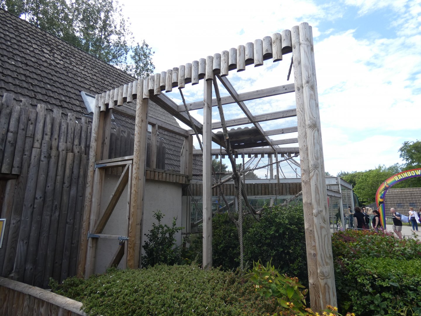Red titi monkey outdoor enclosure