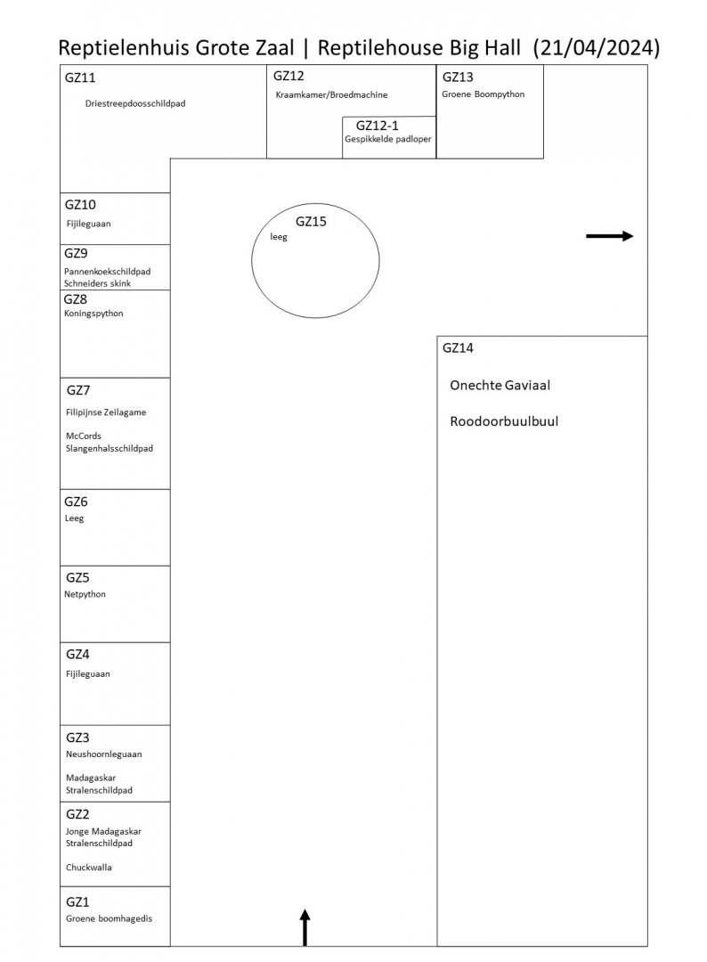 Reptielenhuis Grote Zaal | Reptile House Big Hall (21/04/2024)