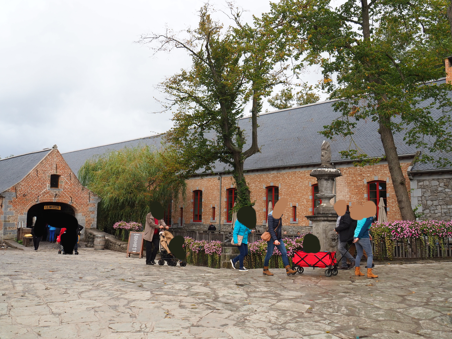 Restored watermill buildings with restaurants and brewery, 2019-10-04