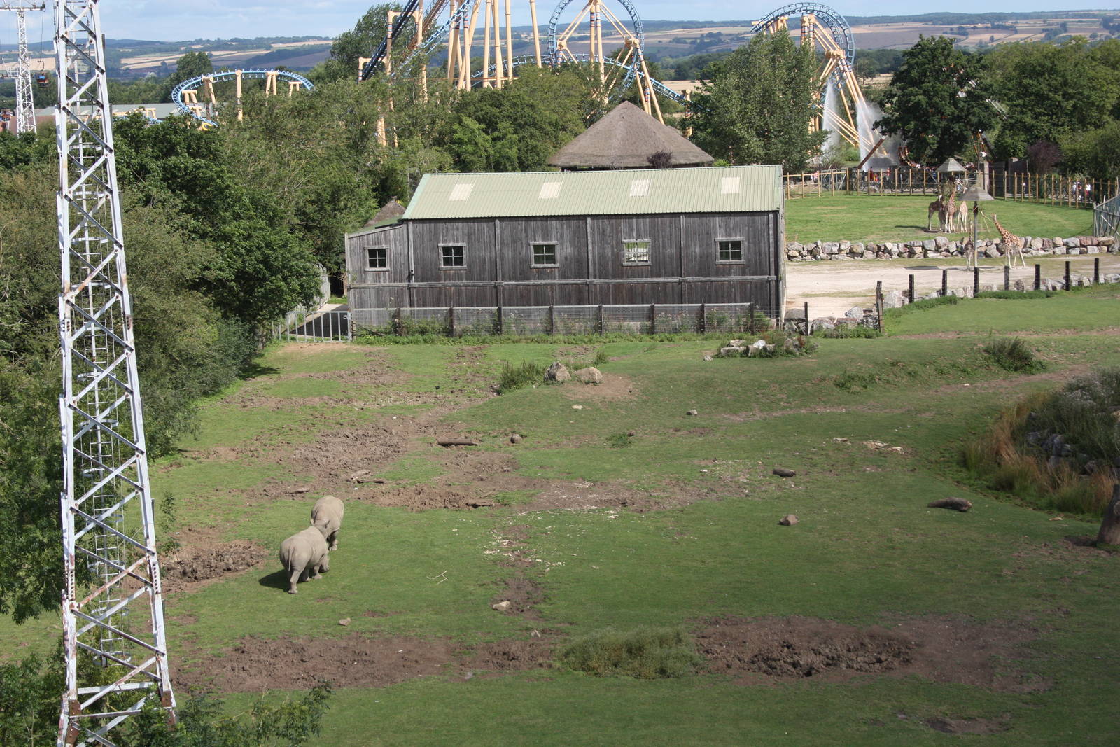 Rhinoceros paadock with second Giraffe House behind, 4th August 2014