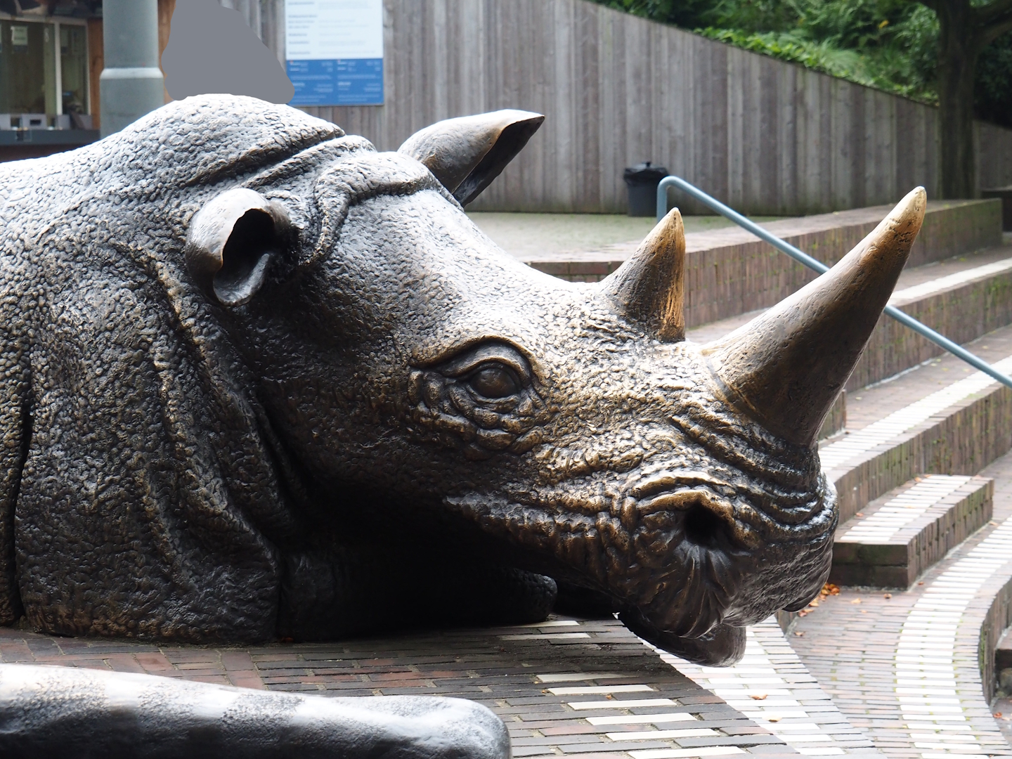 Rhinoceros statue at the entrance, 2023-10-07