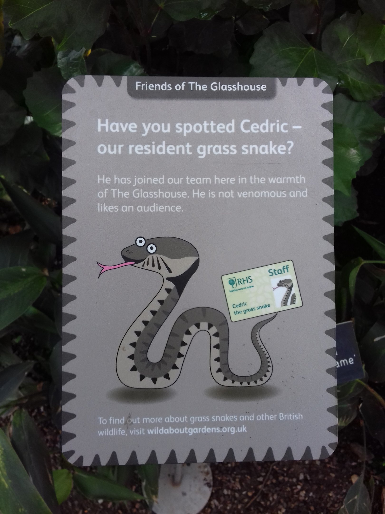 RHS Wisley animal sign