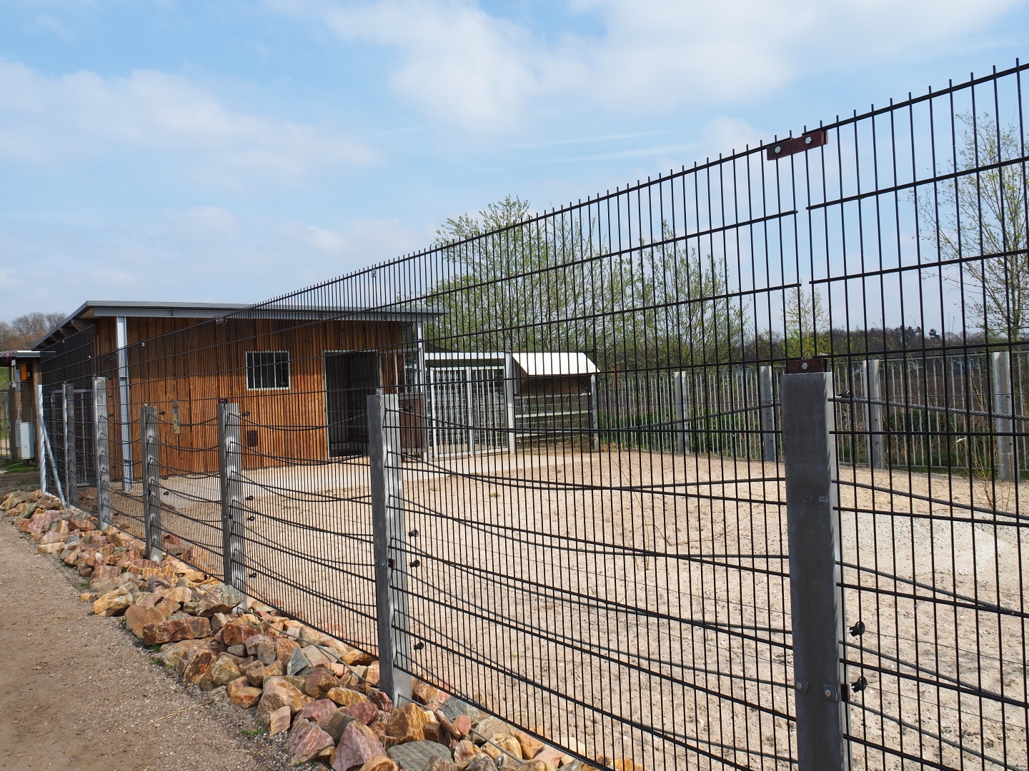 Rocky Mountain goat paddock and barn, 2019-04-06