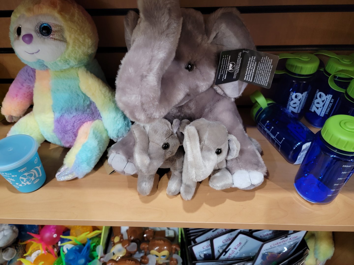 Rosamond Gifford - Custom Asian elephant plush with two calves, made for the zoo