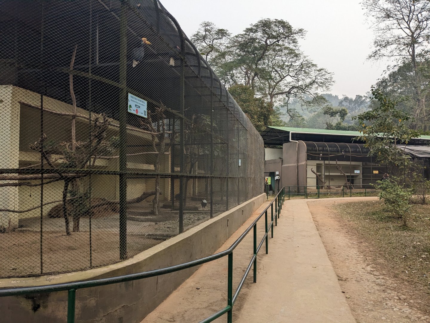 Row of aviaries for birds