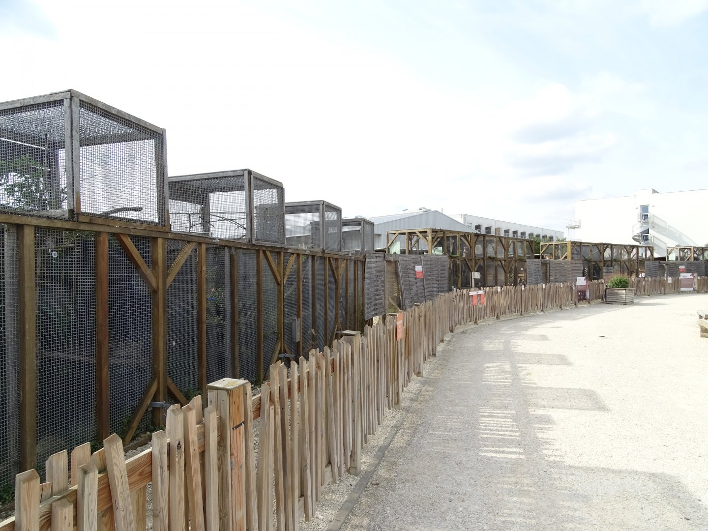 Row of macaques aviaries