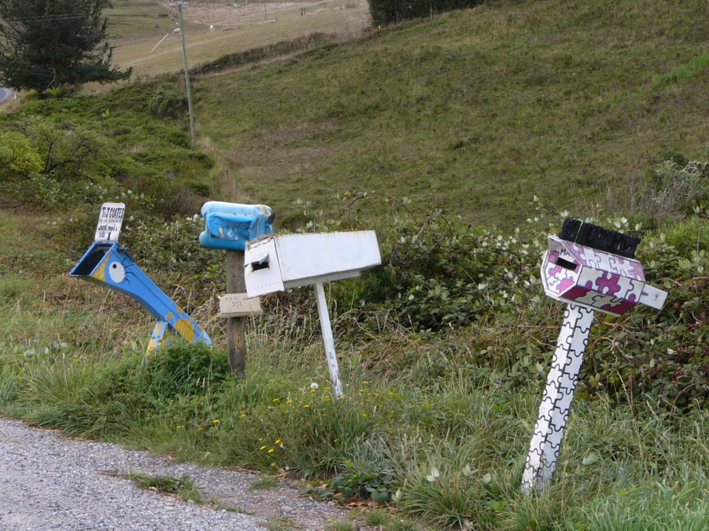 Rural roadside letterboxes.   Tasmania