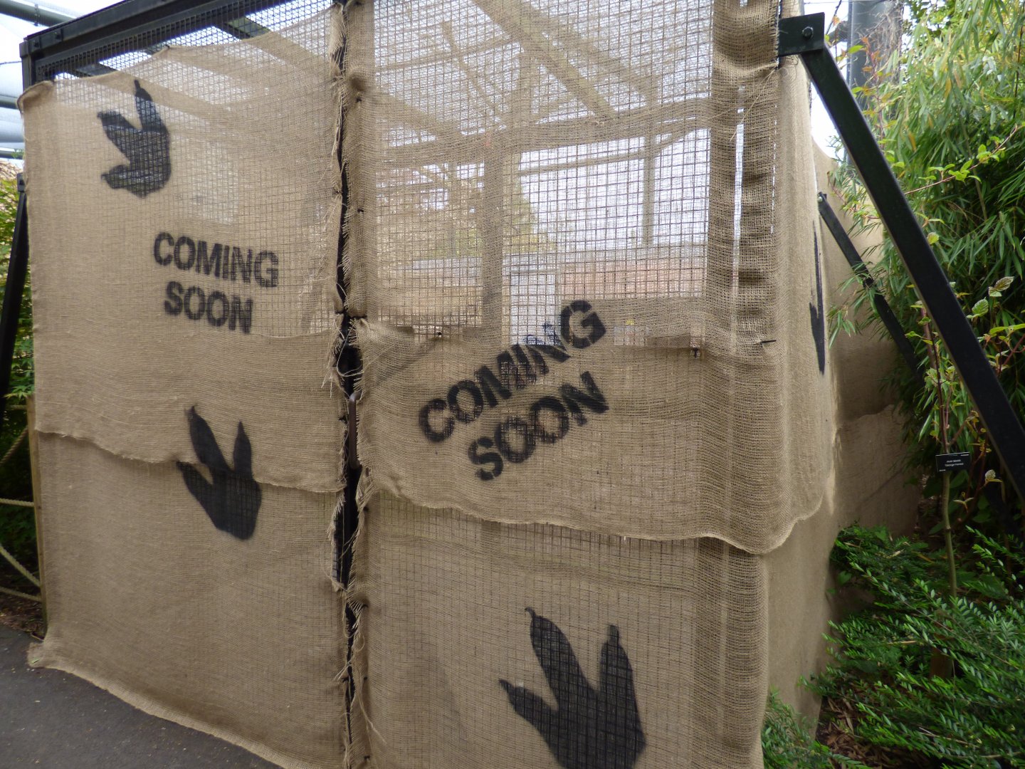 Sacks covering Wallaby Enclosure