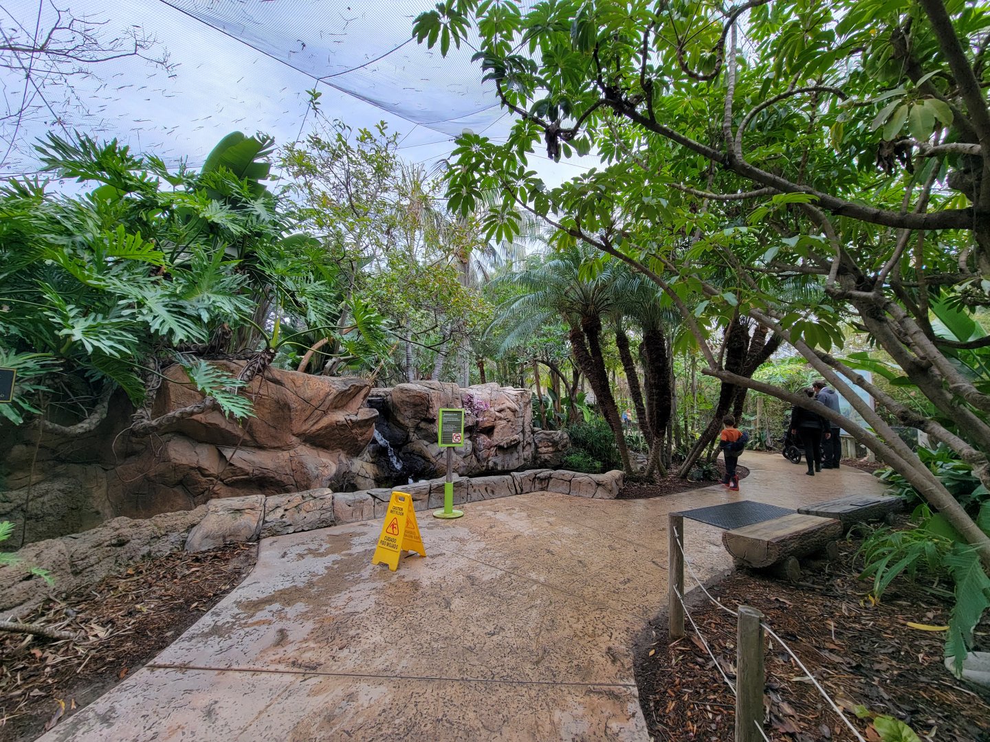Santa Ana Zoo - Colors the Amazon aviary, inside entrance