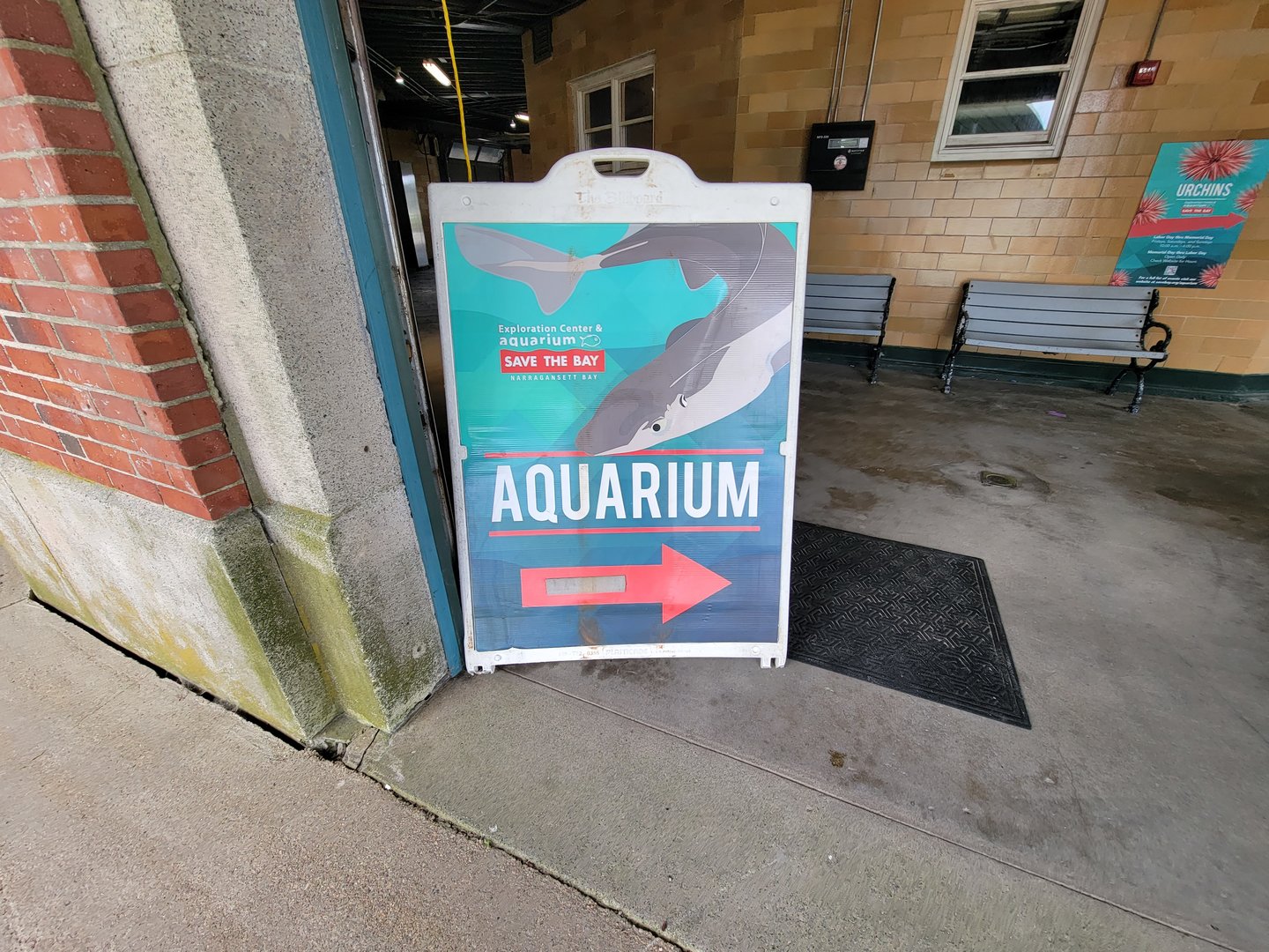 Save the Bay 7/22 - Sign to aquarium entrance (beach side of building)