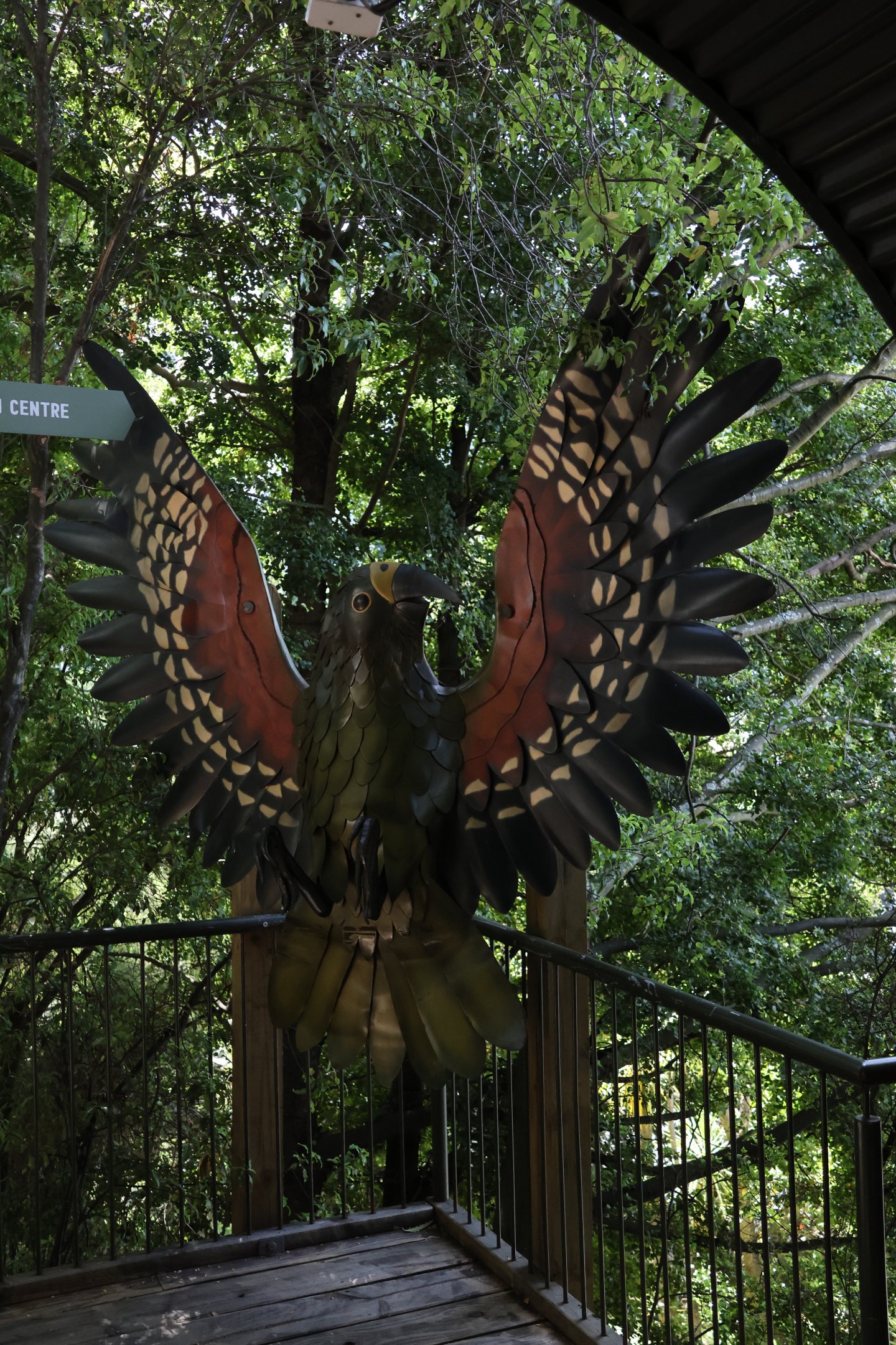 Sculpture of Kea, near park entrance