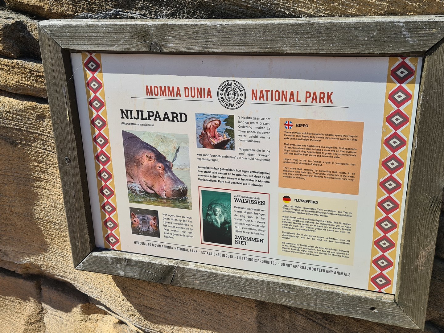 Serenga - Common hippopotamus signage